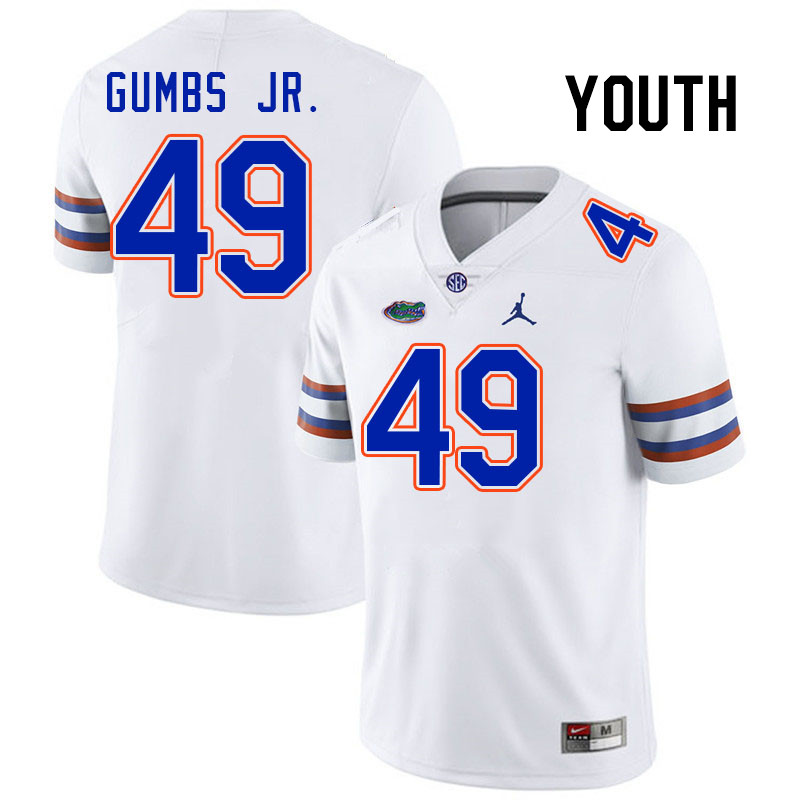 Youth #49 George Gumbs Jr. Florida Gators College Football Jerseys Stitched-White